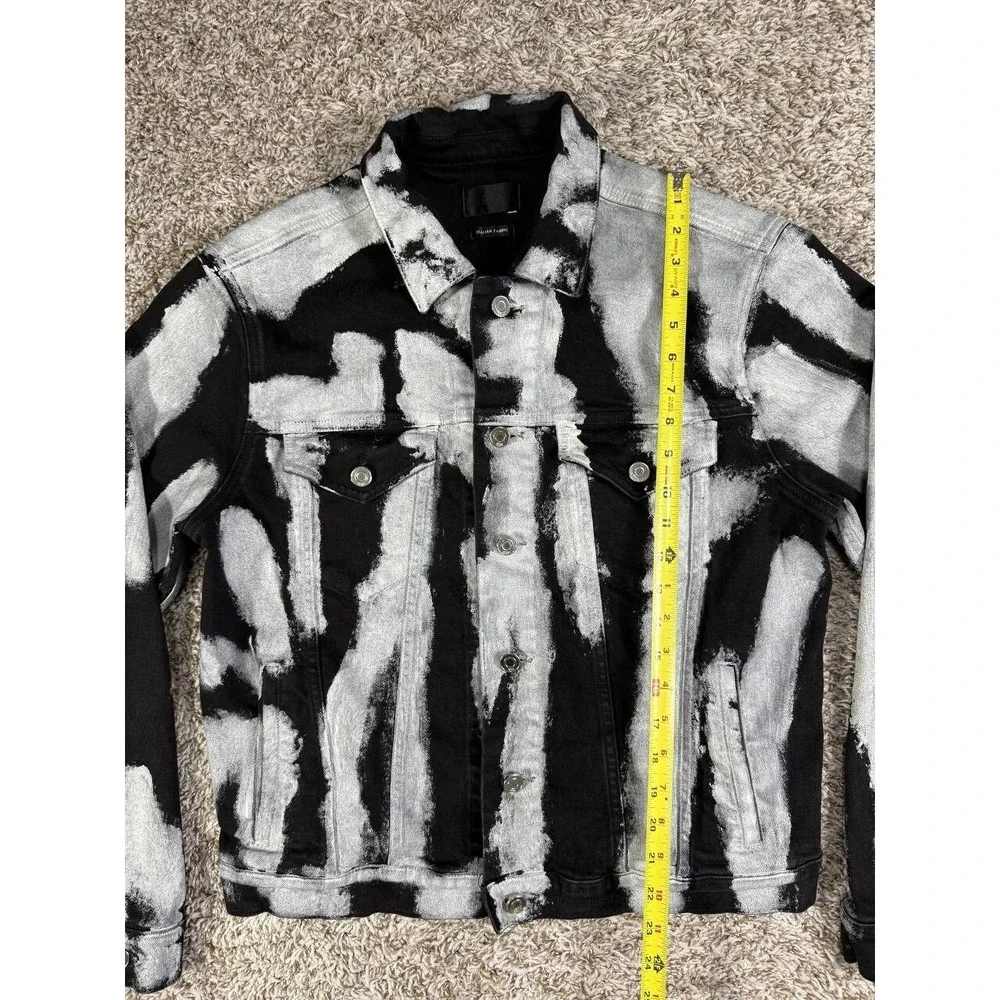 RTA Black White Elmer Denim Jacket Men's Size Small Itallian Fabric